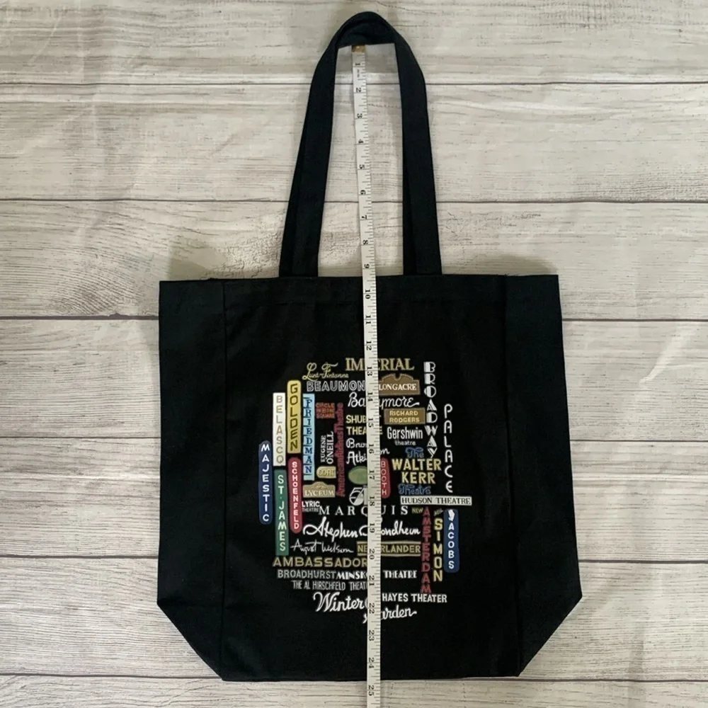 NWOT Broadway-themed Black Cotton Canvas Tote Bag